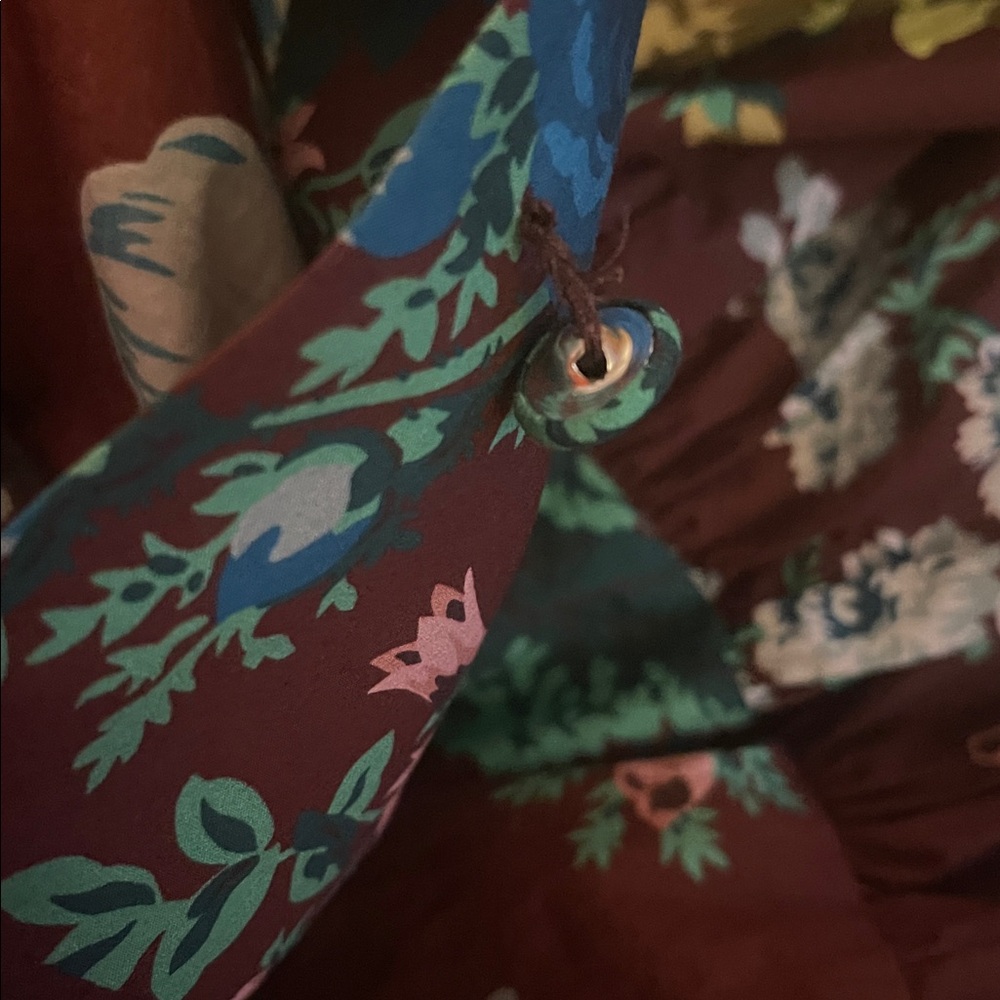 Tuckernuck Burgundy Midi Dress with Teal & Yellow Floral Print - Picture 3 of 4